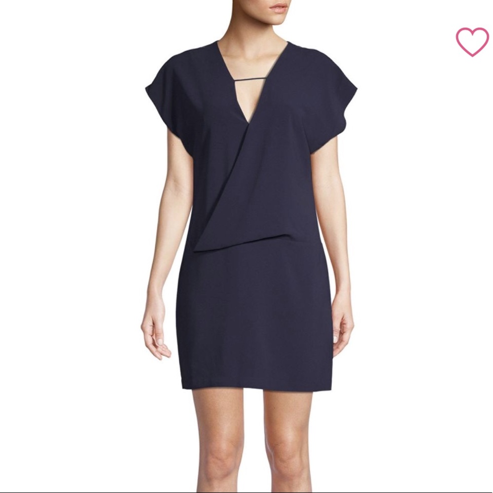Halston Heritage V-Neck Drape Sheath Dress